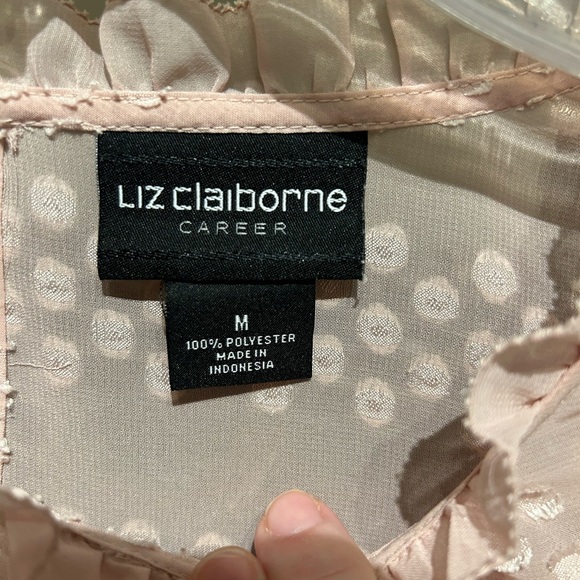 Liz Claiborne long sleeve pale pink blouse & shell size medium - Picture 7 of 16
